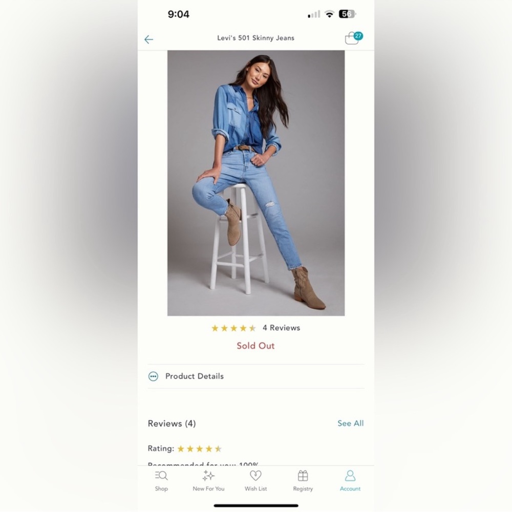Levi's 501 Skinny Jeans